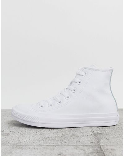monochrome white high top converse