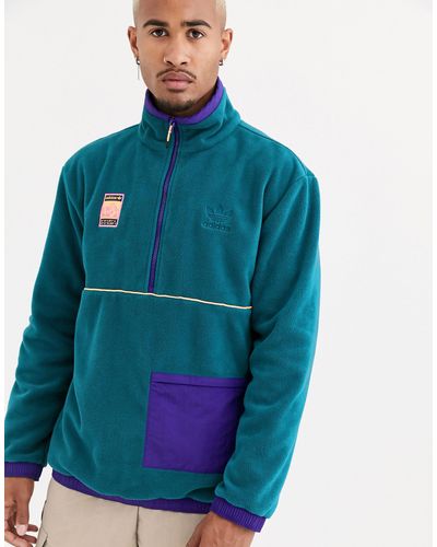 adidas Originals Adiplore - Polarfleece Jack in het Blauw voor heren - Lyst