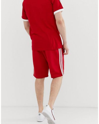 adidas Originals Cotton 3 Stripe Shorts Dv1525 Red for Men - Lyst