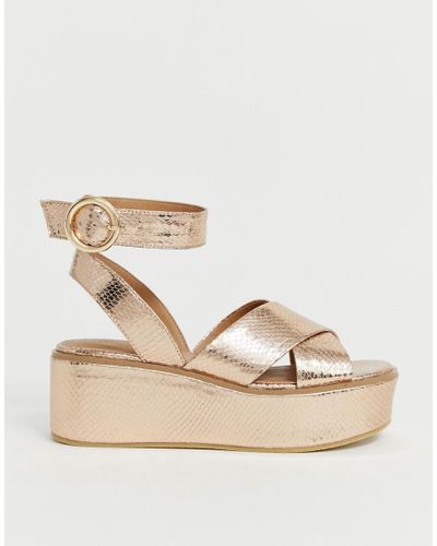 Asos Denim Trella Schuhe Mit Flacher Plateausohle In Mettallic Lyst