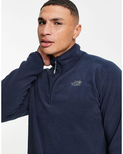 the north face 100 glacier full zip fleece in navy