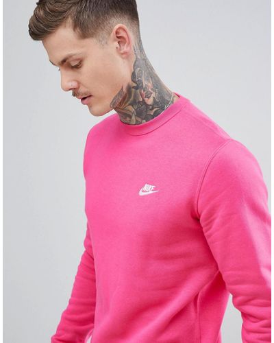 nike club crewneck sweatshirt in pink