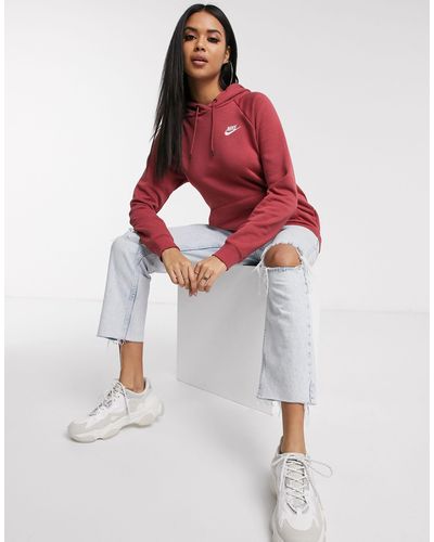nike essentials crew neck sweatshirt in dusty pink