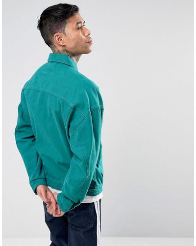 oversized green denim jacket