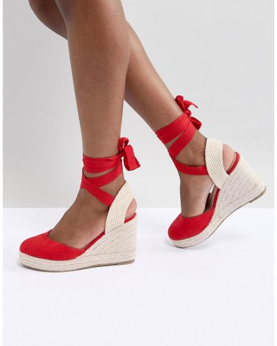 Espadrilles compensées rouge - 902476310A03 | Pimkie