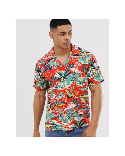 Camicia rossa a maniche corte con stampa hawaiana stile surfPolo Ralph  Lauren in Materiale sintetico da Uomo colore Rosso | Lyst