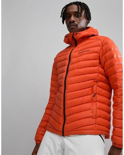 Peak Performance Fleece Frost Down Hooded Jacket In Orange for Men - Lyst