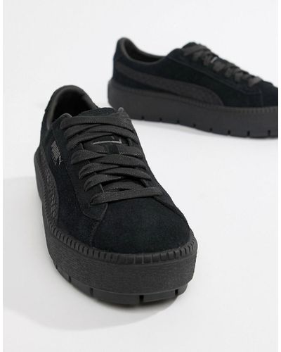 puma platform trace triple black trainers