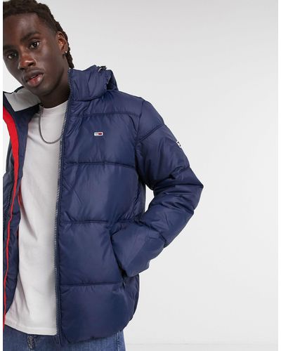 Tommy Hilfiger Essential Hooded Puffer Jacket in Navy (Blue) for Men - Lyst