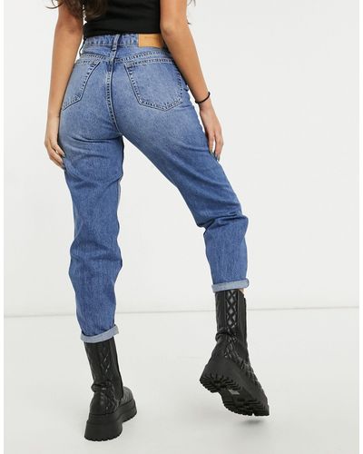 Bershka Denim Petite Mom Jeans in Blue | Lyst