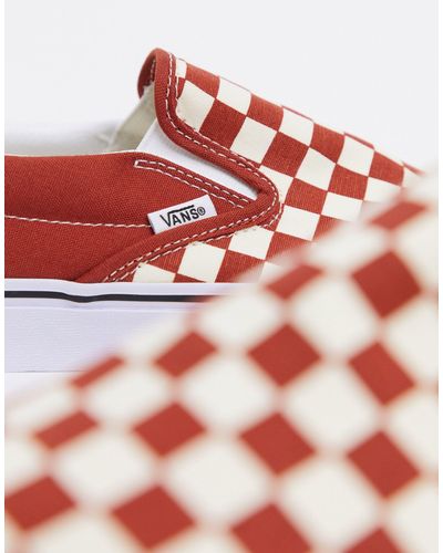 Vans Segeltuch Classic – Slip-On – Sneaker mit rot-weißem Checkerboard-Print  in Rot für Herren | Lyst AT