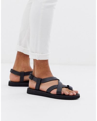 Bershka Denim Multi-strap Sandals in Black for Men - Lyst