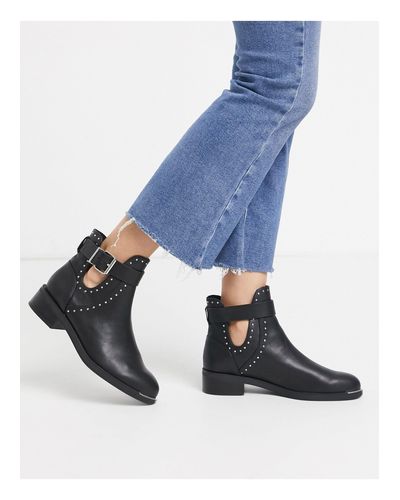 Botas negras con tachuelas Pull\u0026Bear de color Negro | Lyst
