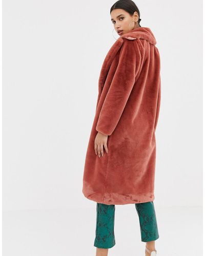 line faux shearling coat