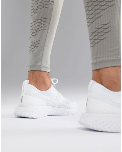 Nike Epic React Flyknit Trainers in White for Men - Lyst