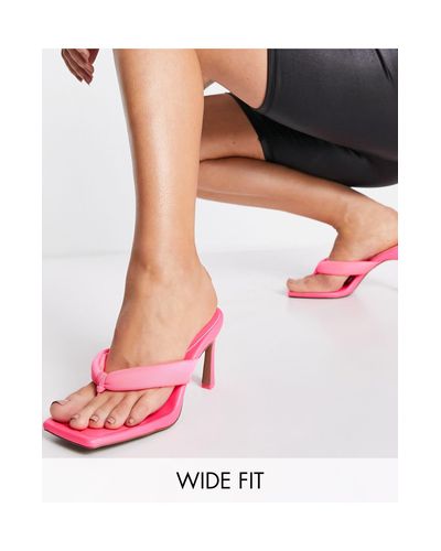 ASOS Wide Fit Haven Padded Toe Thong Heeled Sandals in Pink - Lyst