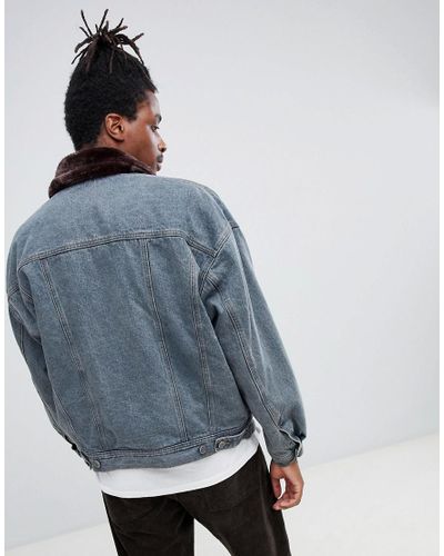 oversized denim jacket fur lined