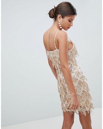 gold tassel sequin dress