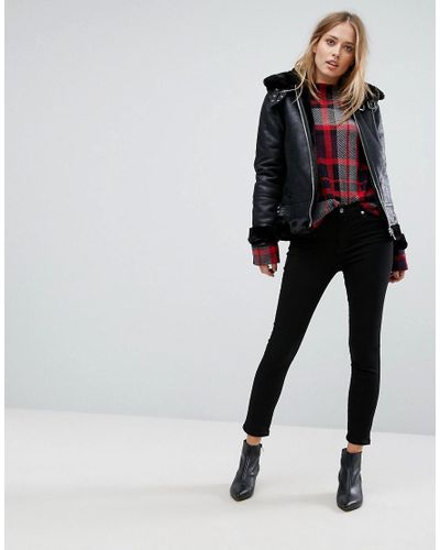 warehouse aviator jacket black