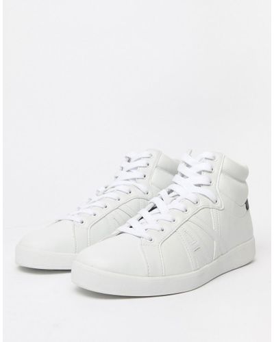 Armani Exchange Rubber Hoge Sneakers In Wit in het Wit voor heren - Lyst