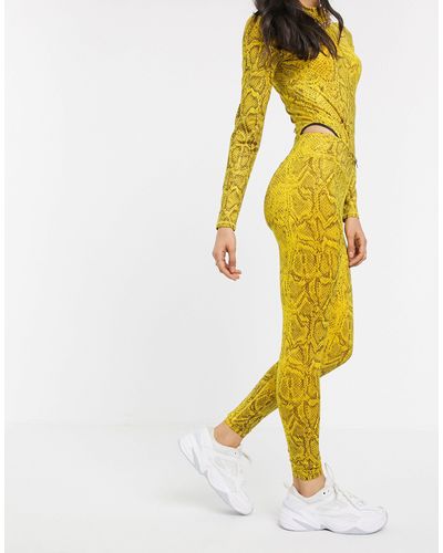 Yellow Snake Print High Waist leggings 