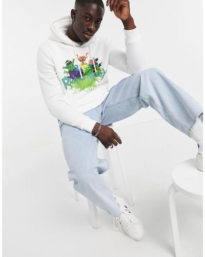 Bershka Rick And Morty Hoodie With Chest And Back Print in White for Men |  Lyst