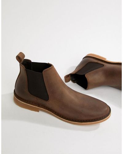 Jack & Jones Leather Chelsea Boots in Brown for Men - Lyst