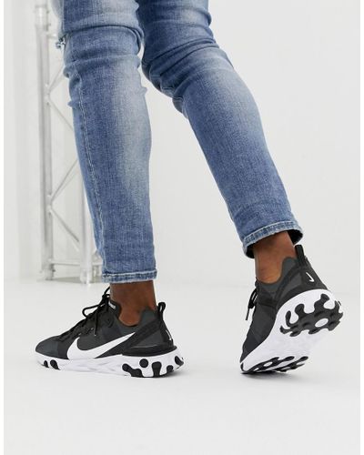 React Element 55 - Sneakers nere e bianche da Uomo di Nike in Nero ... شواية ستيك