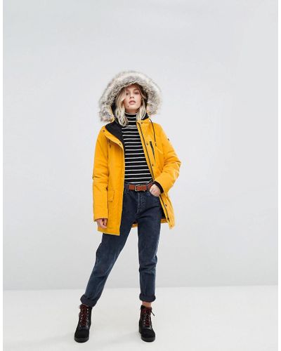 Esprit Cotton Down Parka Jacket in Yellow - Lyst