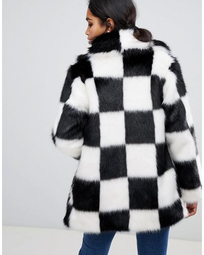 checkered fur jacket