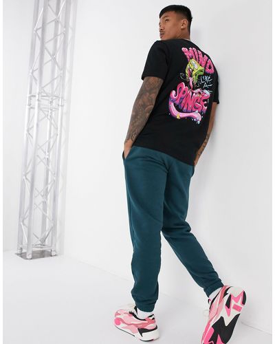 T-shirt nera di Spongebob con stampa sul retro da Uomo di Bershka in Nero |  Lyst