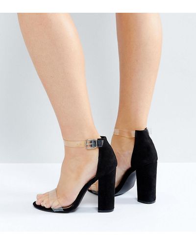 truffle collection wide fit clear heeled sandals