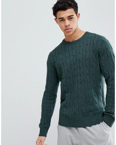 Tommy Hilfiger Cable Knit Jumper in Green for Men - Lyst