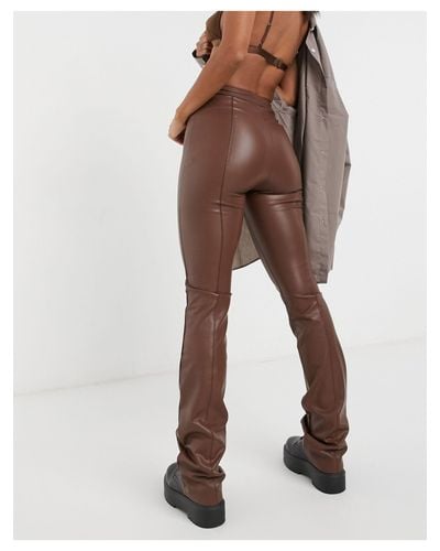 Pull\u0026Bear Denim Faux Leather Flare 