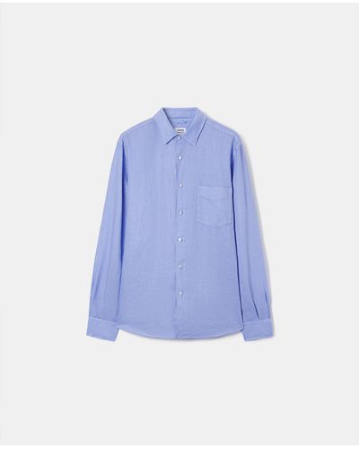 Aspesi Camicia in lino leggero con taschino - Blu