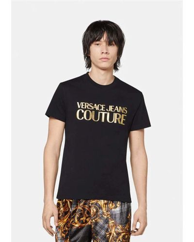 Versace Jeans Couture Denim Logo T-shirt 72gaht01 Cj00t G89 in 