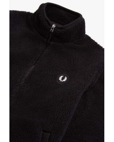 fred perry borg zip through fleece jacket
