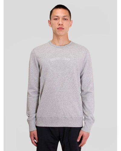 Reigning Champ Knit Lightweight Terry Embroidered Crewneck in Grey ...