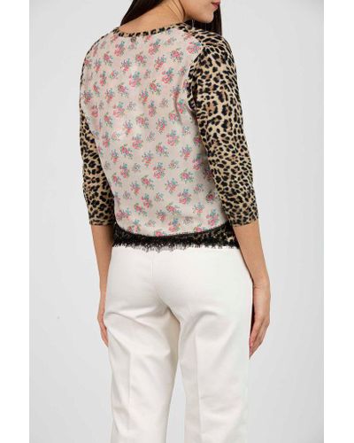 Blugirl Blumarine Cardigan In Maglia Animalier E Georgette | Lyst