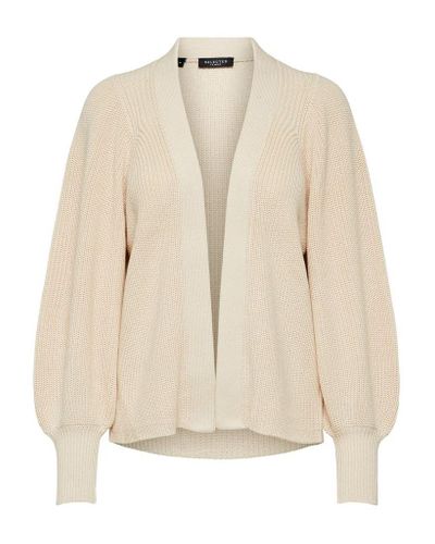 SELECTED Cotton Emmy Cardigan - Sandshell in Natural - Lyst