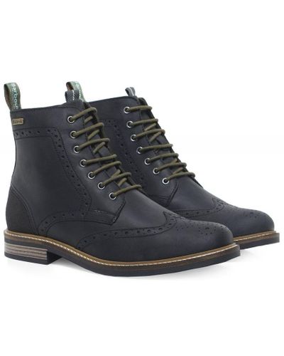 Barbour Leather Belsay Brogue Boots Colour: Black for Men - Lyst
