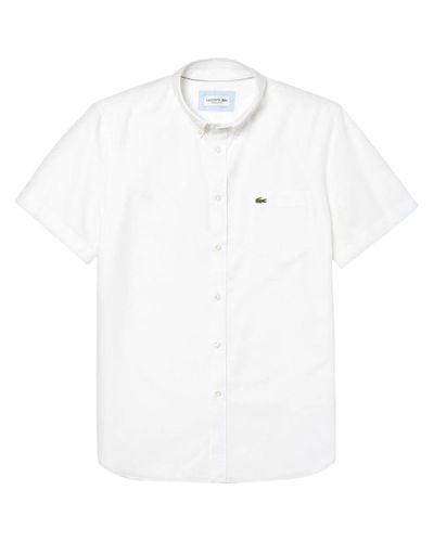 Lacoste Cotton Oxford Short Sleeve Shirt Ch4975 in White - Lyst