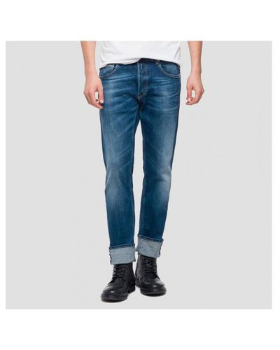 Replay Denim Grover Straight Fit Jeans in Blue for Men | Lyst