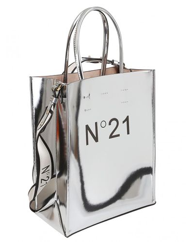 small silver tote bag