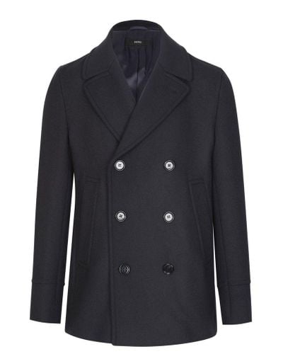 BOSS by Hugo Boss Wool Hugo Dunes Pea Coat in Blue for Men - Lyst