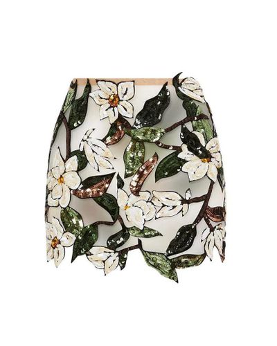 Oscar de la Renta Synthetic Magnolia Sequin Embroidered Skirt | Lyst UK
