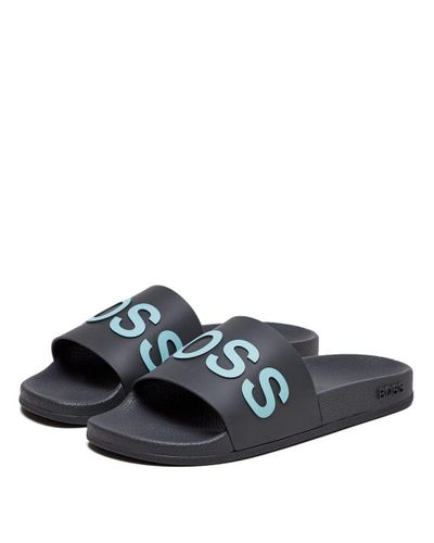 BOSS by HUGO BOSS Sliders Logo in Grey 