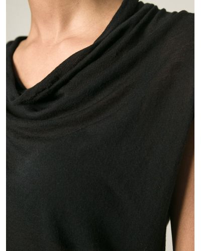 Rick Owens Lilies Cowl Neck Tank Top in Black | Lyst