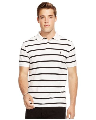 Black and white striped polo Clearance