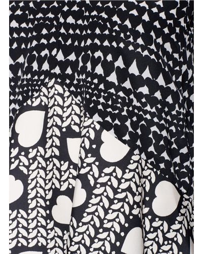 Stella McCartney Heart Print Flounce Silk Top in Black | Lyst